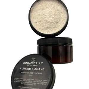 jar of whipped Almonds and Agave body scrub