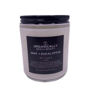 Mint + Eucalyptus Soy Candle (14oz) - Organically Bath & Beauty