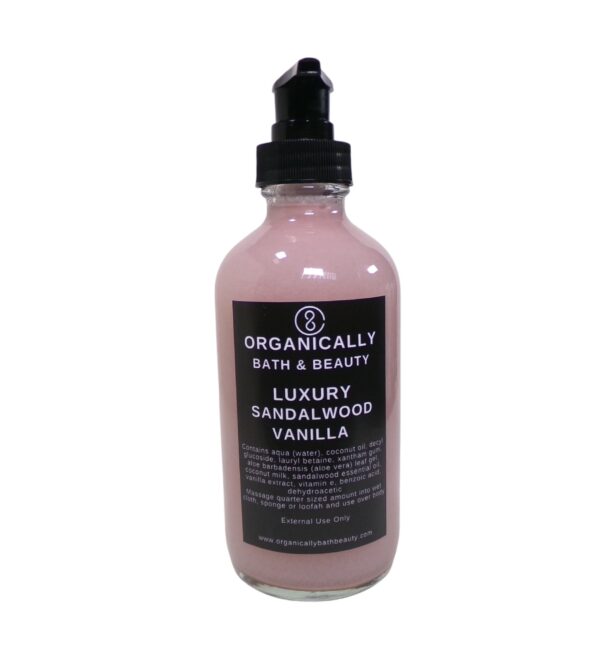 Sandalwood + Vanilla Luxury Body Wash - Organically Bath & Beauty
